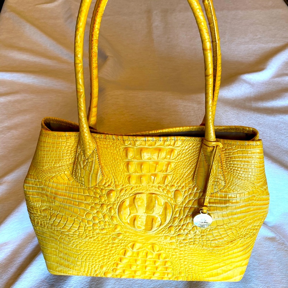 Brahmin Large Tote in Yellow Crocodile